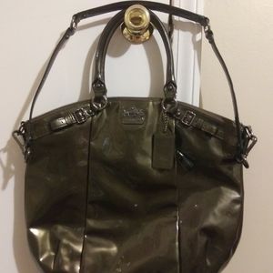 Coach Purse Bag Satchel Olive Green Authentic 18627